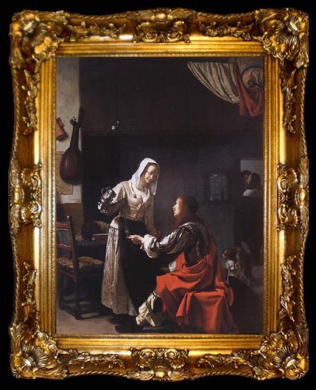 framed  MIERIS, Frans van, the Elder Tavern scene, ta009-2